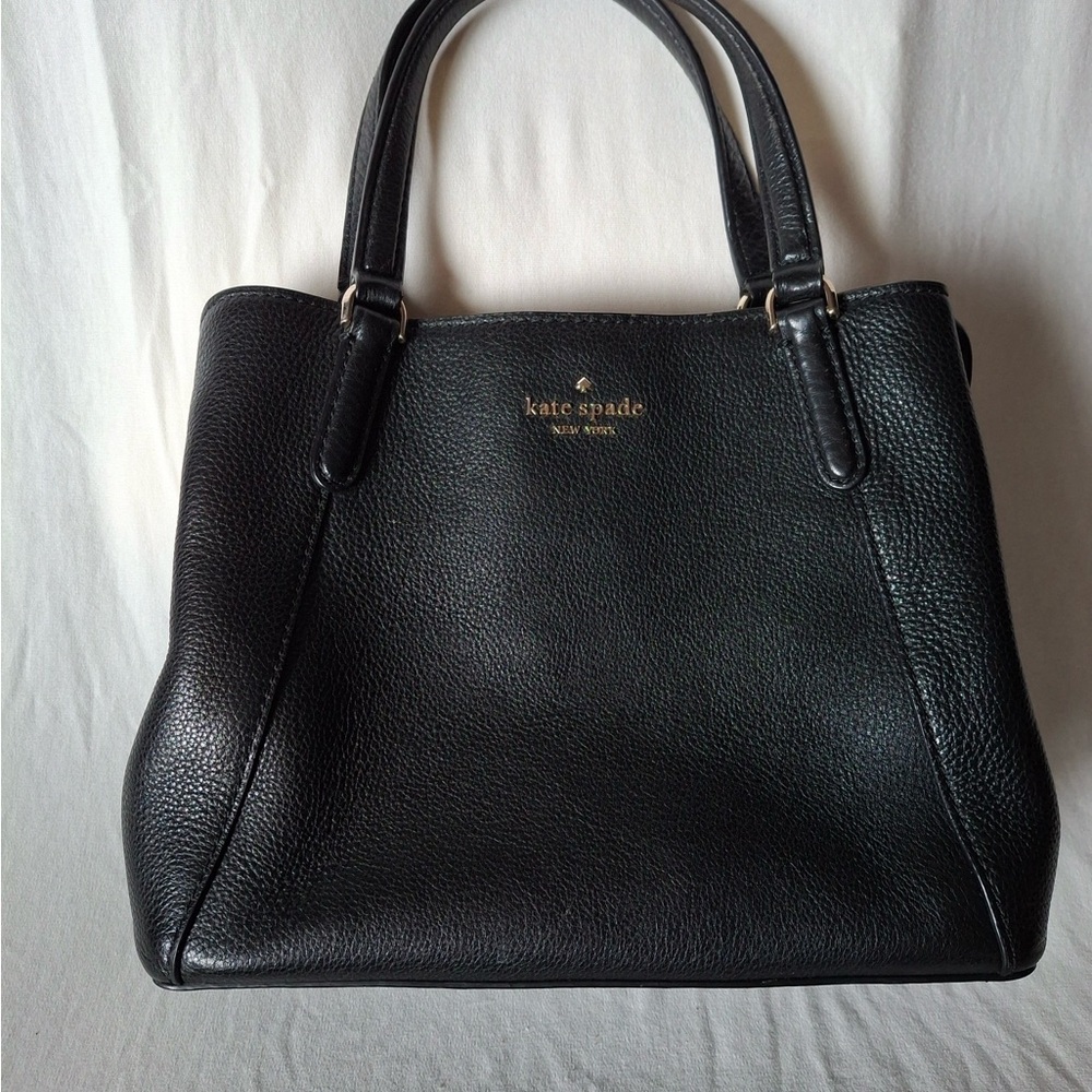 Kate Spade Jackson Triple Compartment Black Leather Medium Satchel